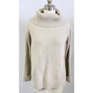 Ann Taylor Sweater Women's Small Cream Alpaca Wool Blend Turtleneck Heavy Knit